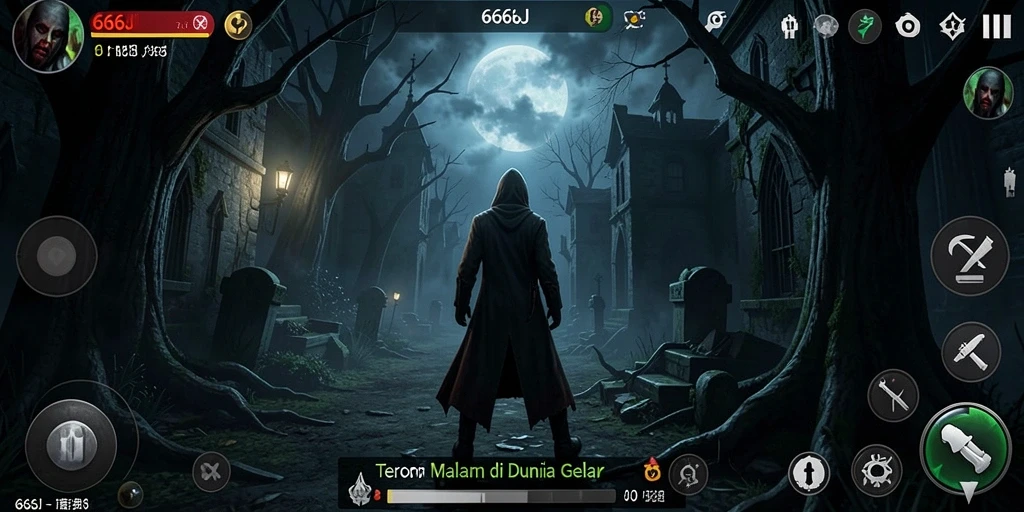 Tampilan gameplay menyeramkan dalam <strong>666J</strong>, penuh dengan ketegangan dan kejutan.