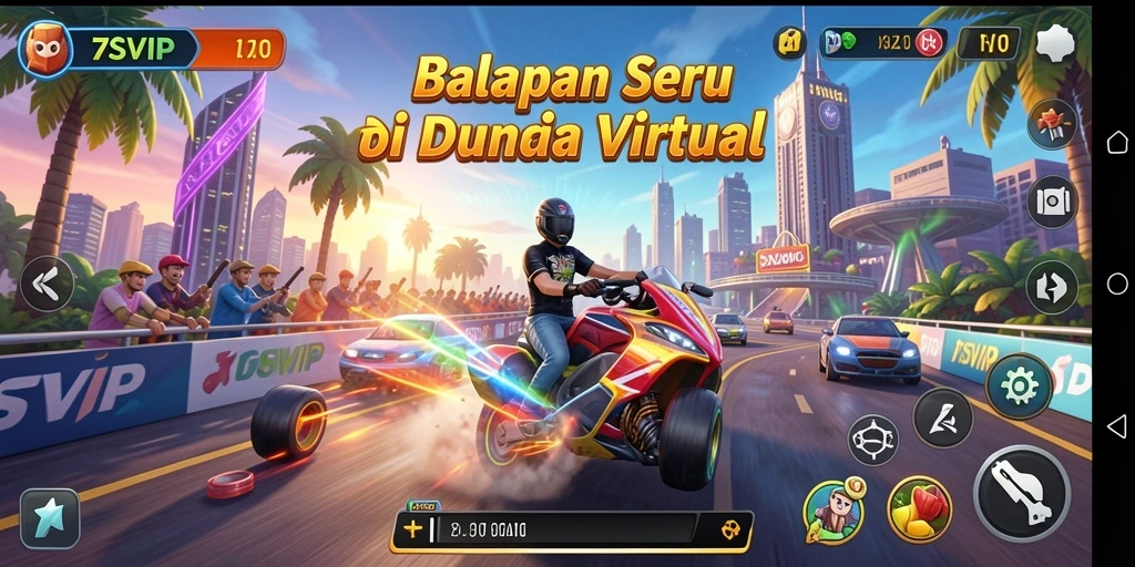 Tampilan gameplay balapan seru di 7SVIP.
