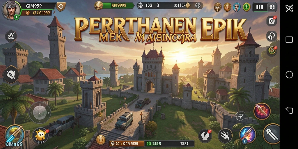Tampilan gameplay menarik dari GIM999 dalam mode Tower Defense.