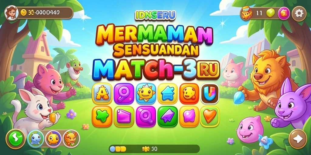 Tampilan gameplay menawan dari IDNSERU dalam aksi Match-3.