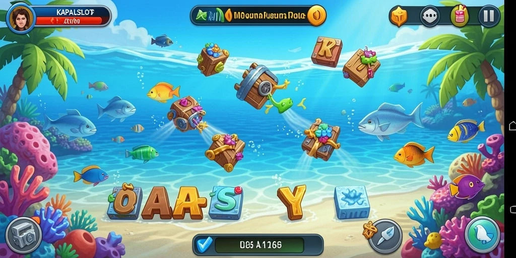 Gameplay KAPALSLOT yang seru saat menyusun puzzle di lautan.