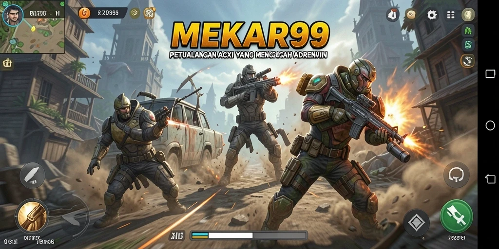 Tangkapan layar <strong>MEKAR99</strong> menunjukkan aksi melawan musuh dalam permainan yang mendebarkan.