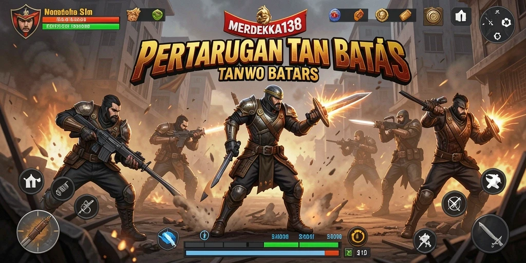Tampilan pertarungan intens di MERDEKA138 dengan karakter yang beraksi.