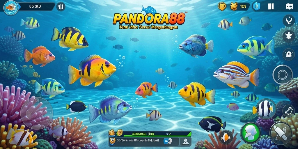 Tangkapan layar PANDORA88 menampilkan aksi menembak ikan yang seru.