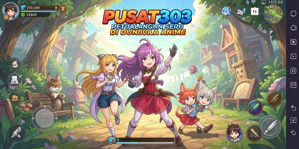 Screenshot gameplay yang menampilkan karakter anime dan pertarungan epik.