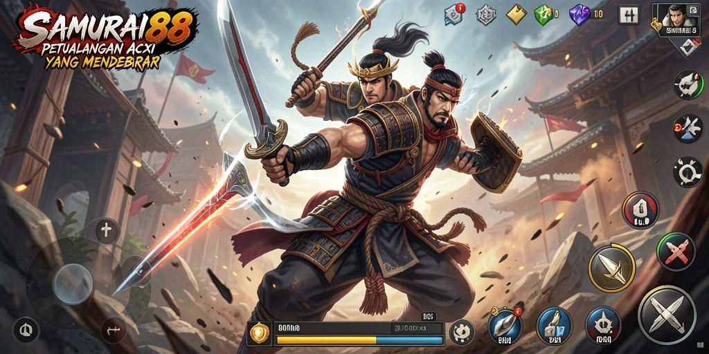 Tampilan gameplay SAMURAI88 menampilkan pertarungan aksi yang mendebarkan.
