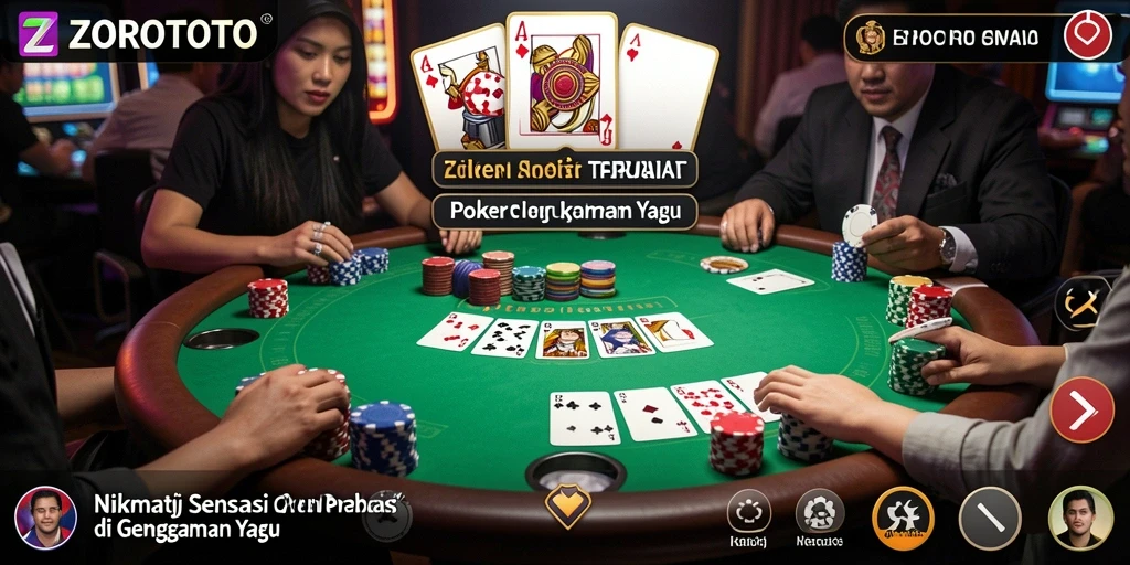 Tampilan gameplay menarik dari ZOROTOTO dengan pemain bersaing di meja Poker.